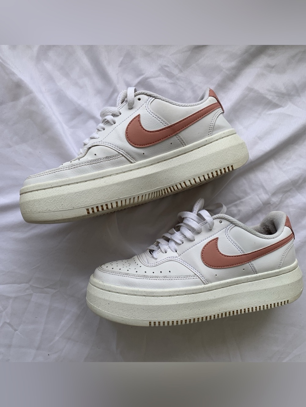 Nike Court Vision Alta White & Pink Sneakers